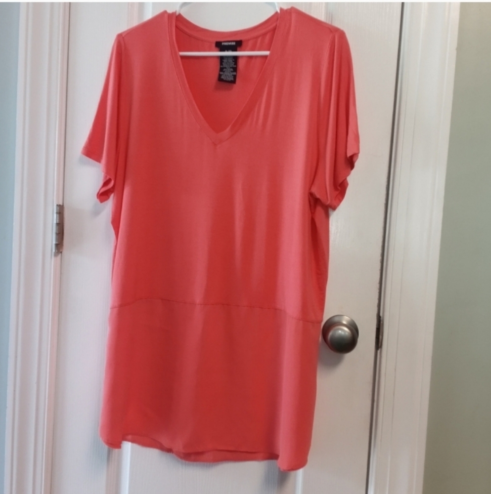 Premise Coral V-Neck Women's Tunic Women's XL Hi Lo Hem Summer Spring Dressy